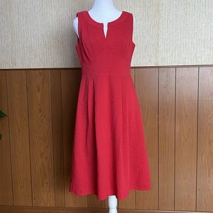 Talbots Red Sleeveless Fit &‎ Flare Textured Midi Dress Size 6